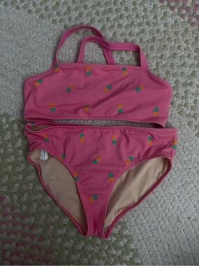 Amazon Essentials Pink Pineapple Print Two-Piece Girls' Swimsuit